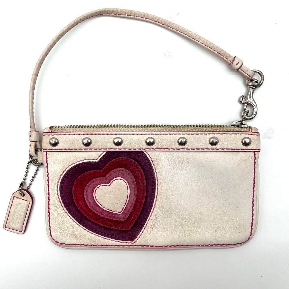 COACH RARE Vintage Heart Suede & Leather Hippie Clutch, Y2K Retro